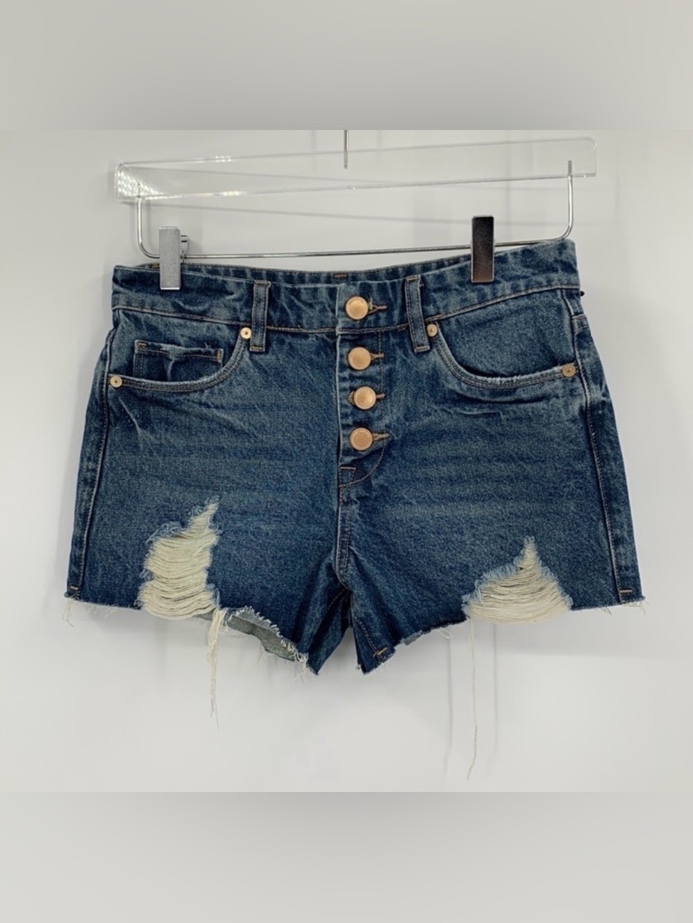 Blank NYC Barrow Vintage high-rise denim jean shorts cut-off distressed new 25